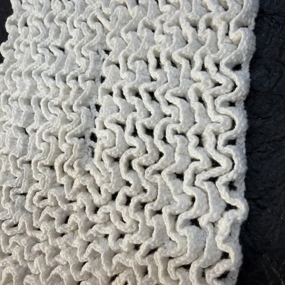 2 Pc RECTANGLE HAND‎ CROCHET TABLE Squares Cottage, Vintage,breadbasket 321